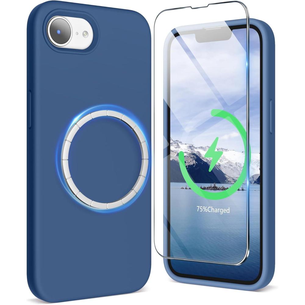 imageSURPHY for iPhone 16e Case Compatible with MagSafe 2025 61 inch with Screen Protector Liquid Silicone Phone Case Cactus GreenBlue Jay