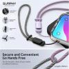 SURPHY 2 Pack Phone Lanyard for Cellphone Case, Phone Wrist Strap for Case, Cellphone Strap with 2-Color Braided, Charm Wrist Lanyard for Women and Men, Black & Gray(Black & Lilac)