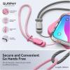 SURPHY 2 Pack Phone Lanyard for Cellphone Case, Phone Wrist Strap for Case, Cellphone Strap with 2-Color Braided, Charm Wrist Lanyard for Women and Men, Black & Gray(Rose Pink & Gray)