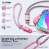 SURPHY 2 Pack Phone Lanyard for Cellphone Case, Phone Wrist Strap for Case, Cellphone Strap with 2-Color Braided, Charm Wrist Lanyard for Women and Men, Black & Gray(Pink & Rose Pink)