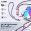 SURPHY 2 Pack Phone Lanyard for Cellphone Case, Phone Wrist Strap for Case, Cellphone Strap with 2-Color Braided, Charm Wrist Lanyard for Women and Men, Black & Gray(Pink & Lilac)