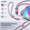SURPHY 2 Pack Phone Lanyard for Cellphone Case, Phone Wrist Strap for Case, Cellphone Strap with 2-Color Braided, Charm Wrist Lanyard for Women and Men, Black & Gray(Pink & Lilac Purple)