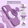 SURPHY 360° Magnetic Stand for iPhone 16 Case with Finger Ring, Compatible with MagSafe, with Screen Protector, Ring Stand and Finger Phone Case for 16 6.1 inch 2024, Frosted Black(Orchid Purple)