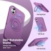 SURPHY 360° Magnetic Stand for iPhone 16 Plus Case with Finger Ring, Compatible with MagSafe, with Screen Protector, Ring Stand and Finger Phone Case for 16 Plus 6.7 inch 2024, Frosted Black(Orchid Purple)