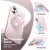 SURPHY 360° Magnetic Stand for iPhone 16 Plus Case with Finger Ring, Compatible with MagSafe, with Screen Protector, Ring Stand and Finger Phone Case for 16 Plus 6.7 inch 2024, Frosted Black(Light Pink)