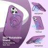 SURPHY 360° Magnetic Stand for iPhone 16 Pro Max Case with Finger Ring, Compatible with MagSafe, Ring Stand and Finger Ring Phone Case for 16 Pro Max 6.9 inch 2024, Light Pink(Orchid Purple)