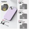SURPHY (4 in 1 Designed for iPhone 14 Case Compatible with MagSafe (6.1 inch, 2022), with 2 Pack Screen Protector + Camera Cover, Liquid Silicone Phone Case (Cactus Green)(Light Lavender)