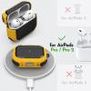 SURPHY Armor Case for AirPods Pro 2 & Pro, Rugged Protective Case with Keychain (Front LED Visible), Yellow