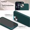 SURPHY Compatible with iPhone 13 Case, Premium Faux Leather Phone Case (with Metallic Buttons & Microfiber Lining) for 13 (6.1 inch 2021), Brown(Teal Green)