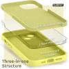 SURPHY Compatible with iPhone 13 Case with Screen Protector, (Camera Protection & Soft Microfiber Lining) Liquid Silicone Phone Case 6.1 inch 2021, Cactus Green(Yellow)