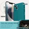SURPHY Compatible with iPhone 13 Case with Screen Protector, (Camera Protection & Soft Microfiber Lining) Liquid Silicone Phone Case 6.1 inch 2021, Cactus Green(Teal Blue)