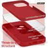 SURPHY Compatible with iPhone 13 Mini Case with Screen Protector, (Camera Protection & Soft Microfiber Lining) Liquid Silicone Phone Case 5.4 inch 2021, Clover Green(Red)