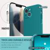 SURPHY Compatible with iPhone 13 Mini Case with Screen Protector, (Camera Protection & Soft Microfiber Lining) Liquid Silicone Phone Case 5.4 inch 2021, Clover Green(Teal Blue)