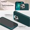 SURPHY Compatible with iPhone 13 Pro Case, Premium Faux Leather Phone Case (with Metallic Buttons & Microfiber Lining) for 13 Pro (6.1 inch 2021), Brown(Teal Green)