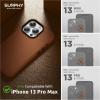 SURPHY Compatible with iPhone 13 Pro Max Case, Premium Faux Leather Phone Case (with Metallic Buttons & Microfiber Lining) for 13 Pro Max (6.7 inch 2021),Brown(Brown)