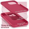SURPHY Compatible with iPhone 13 Pro Max Case with Screen Protector, (Camera Protection + Soft Microfiber Lining) Liquid Silicone Phone Case 6.7 inch 2021, Red(Hibiscus)