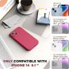 SURPHY Compatible with iPhone 14 Case with Screen Protector (Camera Protection & Soft Microfiber Lining) Liquid Silicone Phone Case 6.1 inch 2022, Red(Hibiscus)