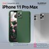SURPHY Design for iPhone 11 Pro Max Case with Camera Protection, Straight Edge Design Liquid Silicone Slim Case, Light Pink(Clover Green)