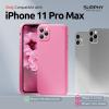 SURPHY Design for iPhone 11 Pro Max Case with Camera Protection, Straight Edge Design Liquid Silicone Slim Case, Light Pink(Pink)