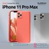 SURPHY Design for iPhone 11 Pro Max Case with Camera Protection, Straight Edge Design Liquid Silicone Slim Case, Light Pink(Pink Citrus)