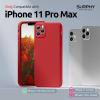 SURPHY Design for iPhone 11 Pro Max Case with Camera Protection, Straight Edge Design Liquid Silicone Slim Case, Light Pink(Red)