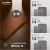 SURPHY Designed for Faux Leather iPhone 14 Case with Screen Protector (6.1 inch), Metallic Buttons & Microfiber Lining Leather Phone Case for 14, Brown(Brown)