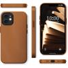 SURPHY Designed for iPhone 12 case and iPhone 12 Pro case, Premium Faux Leather Phone Case (with Metallic Buttons & Microfiber Lining) for iPhone 12 & 12 Pro 6.1 inches 2020, Brown(Brown)