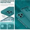 SURPHY Designed for iPhone 14 Pro Max Case with Screen Protector, (with Camera Protection & Soft Microfiber Lining) Liquid Silicone Phone Case, Cactus Green(Teal Blue)