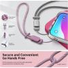SURPHY Designed for iPhone 15 Case with Screen Protector and Lanyard, Phone Strap and Liquid Silicone Phone Case (Camera Protective & Soft Microfiber Lining) 6.1 inch 2023, Lilac Purple(Hibiscus)