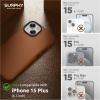 SURPHY Designed for iPhone 15 Plus Leather Case with Screen Protector Compatible with MagSafe, Faux Leather Case (Metallic Buttons & Microfiber Lining) for 15 Plus 6.7 inch 2023, Brown(Brown)