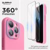 SURPHY Designed for iPhone 15 Pro Case Compatible with MagSafe (6.1 inch 2023), with 2 Pack Screen Protector, Liquid Silicone Phone Case (Camera Protective & Soft Microfiber Lining), Cactus Green(Pink)
