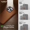 SURPHY Designed for iPhone 15 Pro Leather Case with Screen Protector Compatible with MagSafe, Faux Leather Case (Metallic Buttons & Microfiber Lining) for 15 Pro 6.1 inch 2023, Brown(Brown)