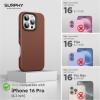 SURPHY Designed for iPhone 16 Pro Leather Case Compatible with MagSafe, Faux Leather Phone Case (Metallic Buttons, Microfiber Lining) for 16 Pro 6.3 inch 2024, Brown(Brown)