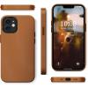 SURPHY Faux Leather Case for iPhone 12 Mini Case 5.4 inches, Premium Faux Leather Case Cover (with Metallic Buttons & Microfiber Lining) Compatible with iPhone 12 Mini (Brown)