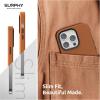 SURPHY Faux Leather Designed for iPhone 14 Pro Case with Screen Protector (6.1 inch), Metallic Buttons & Microfiber Lining Leather Phone Case for 14 Pro, Brown(Brown)