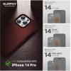 SURPHY Faux Leather Designed for iPhone 14 Pro Case with Screen Protector (6.1 inch), Metallic Buttons & Microfiber Lining Leather Phone Case for 14 Pro, Brown(Umber)