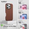 SURPHY Leather Case for iPhone 16 Pro Max Compatible with MagSafe, Faux Leather Phone Case (Metallic Buttons, Microfiber Lining) for 16 Pro Max 6.9 inch 2024, Brown(Brown)