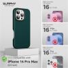 SURPHY Leather Case for iPhone 16 Pro Max Compatible with MagSafe, Faux Leather Phone Case (Metallic Buttons, Microfiber Lining) for 16 Pro Max 6.9 inch 2024, Brown(Forest Green)