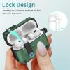 SURPHY Lock Case Designed for AirPods Pro 2 Case & AirPods Pro Case with Lock, (with Lanyard + Keychain) Secure Lock Clip case for AirPods pro 2 case Cover, Lock Green