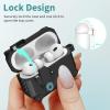 SURPHY Lock Case Designed for AirPods Pro 2 Case & AirPods Pro Case with Lock, (with Lanyard + Keychain) Secure Lock Clip case for AirPods pro 2 case Cover, Lock Black