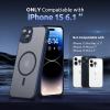 SURPHY Made for iPhone 15 Case Compatible with MagSafe, and Screen Protector 2 Pack, Translucent Matte Phone Case with Camera Protective 6.1 inch 2023, Black(Blue)