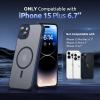 SURPHY Made for iPhone 15 Plus Case Compatible with MagSafe, and Screen Protector 2 Pack, Translucent Matte Phone Case with Camera Protective 6.7 inch 2023, Black(Blue)