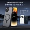 SURPHY Made for iPhone 15 Plus Case Compatible with MagSafe, and Screen Protector 2 Pack, Translucent Matte Phone Case with Camera Protective 6.7 inch 2023, Black(Black)