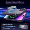 SURPHY Made for iPhone 15 Plus Case Compatible with MagSafe, and Screen Protector 2 Pack, Translucent Matte Phone Case with Camera Protective 6.7 inch 2023, Black(Purple)