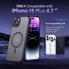 SURPHY Made for iPhone 15 Plus Case Compatible with MagSafe, and Screen Protector 2 Pack, Translucent Matte Phone Case with Camera Protective 6.7 inch 2023, Black(Purple)