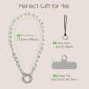 SURPHY Phone Charm, Phone Charms Strap with Tether Tab & Premium Metal Buckle, Cellphone Wrist Strap Chain(D- Crystals Green)