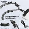 SURPHY Phone Lanyard, Adjustable Phone Strap Crossbody with 2 Pack Cell Phone Tether Tab, Premium Metal Buckles, Skin-Friendly, Universal Cell Phone Lanyard Crossbody for Women and Men, Black(Black & White)