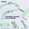 SURPHY Phone Lanyard, Adjustable Phone Strap Crossbody with 2 Pack Cell Phone Tether Tab, Premium Metal Buckles, Skin-Friendly, Universal Cell Phone Lanyard Crossbody for Women and Men, Black(Green)
