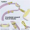 SURPHY Phone Lanyard, Adjustable Phone Strap Crossbody with 2 Pack Cell Phone Tether Tab, Premium Metal Buckles, Skin-Friendly, Universal Cell Phone Lanyard Crossbody for Women and Men, Black(Purple + Yellow)