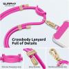 SURPHY Phone Lanyard, Adjustable Phone Strap Crossbody with 2 Pack Cell Phone Tether Tab, Premium Metal Buckles, Skin-Friendly, Universal Cell Phone Lanyard Crossbody for Women and Men, Black(Hot Pink)